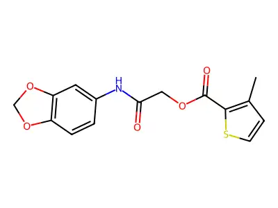 [(2H-1,3-benzodioxol-5-yl)carbamoyl]methyl 3-methylthiophene-2-carboxylate structure
