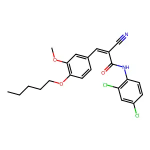 (E)-2-cyano-N-(2,4-dichlorophenyl)-3-(3-methoxy-4-pentoxyphenyl)prop-2-enamide structure