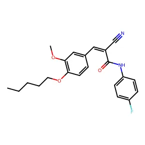 (E)-2-cyano-N-(4-fluorophenyl)-3-(3-methoxy-4-pentoxyphenyl)prop-2-enamide structure
