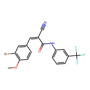 (2E)-3-(3-bromo-4-methoxyphenyl)-2-cyano-N-[3-(trifluoromethyl)phenyl]prop-2-enamide structure
