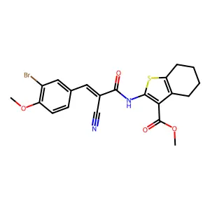 methyl 2-[3-(3-bromo-4-methoxyphenyl)-2-cyanoprop-2-enamido]-4,5,6,7-tetrahydro-1-benzothiophene-3-carboxylate structure