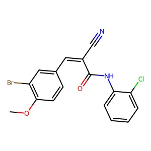 (2E)-3-(3-bromo-4-methoxyphenyl)-N-(2-chlorophenyl)-2-cyanoprop-2-enamide structure