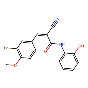 (2E)-3-(3-bromo-4-methoxyphenyl)-2-cyano-N-(2-hydroxyphenyl)prop-2-enamide structure