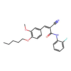 (E)-2-cyano-N-(2-fluorophenyl)-3-(3-methoxy-4-pentoxyphenyl)prop-2-enamide structure
