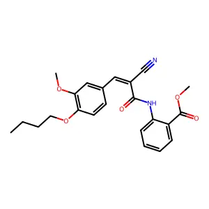 methyl 2-[(2E)-3-(4-butoxy-3-methoxyphenyl)-2-cyanoprop-2-enoylamino]benzoate structure