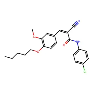 (E)-N-(4-chlorophenyl)-2-cyano-3-(3-methoxy-4-pentoxyphenyl)prop-2-enamide structure