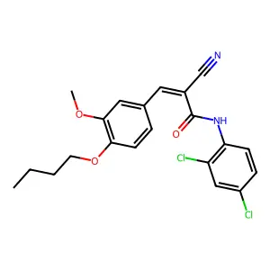 (E)-3-(4-butoxy-3-methoxyphenyl)-2-cyano-N-(2,4-dichlorophenyl)prop-2-enamide structure