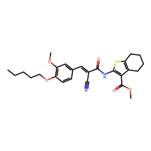 methyl 2-[[(E)-2-cyano-3-(3-methoxy-4-pentoxyphenyl)prop-2-enoyl]amino]-4,5,6,7-tetrahydro-1-benzothiophene-3-carboxylate structure