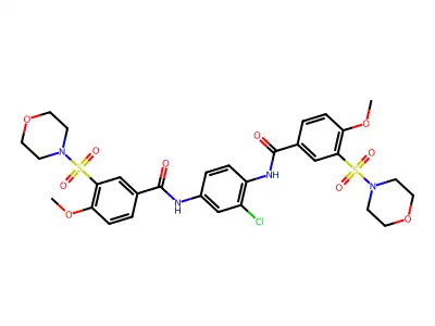 N,N'-(2-Chloro-1,4-phenylene)bis[4-methoxy-3-(4-morpholinylsulfonyl)benzamide] structure