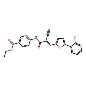 ethyl 4-({(2E)-3-[5-(2-chlorophenyl)furan-2-yl]-2-cyanoprop-2-enoyl}amino)benzoate structure