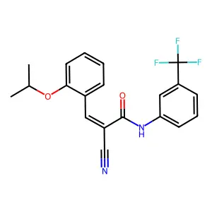 (2E)-2-cyano-3-[2-(propan-2-yloxy)phenyl]-N-[3-(trifluoromethyl)phenyl]prop-2-enamide structure