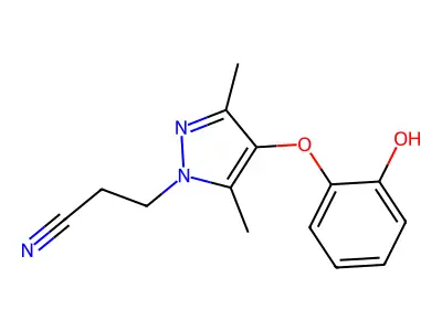 3-[4-(2-Hydroxyphenoxy)-3,5-dimethylpyrazol-1-yl]propanenitrile structure