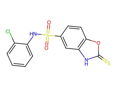 N-(2-chlorophenyl)-2-sulfanyl-1,3-benzoxazole-5-sulfonamide structure