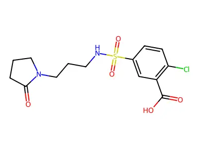 2-Chloro-5-{[3-(2-oxopyrrolidin-1-yl)propyl]sulfamoyl}benzoic acid structure