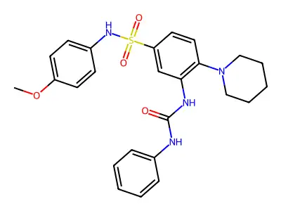 N-(4-Methoxyphenyl)-3-[[(phenylamino)carbonyl]amino]-4-(1-piperidinyl)benzenesulfonamide structure