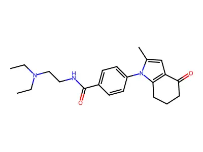 N-[2-(diethylamino)ethyl]-4-(2-methyl-4-oxo-6,7-dihydro-5H-indol-1-yl)benzamide structure