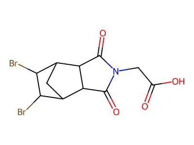 (5,6-dibromo-1,3-dioxooctahydro-2H-4,7-methanoisoindol-2-yl)acetic acid structure