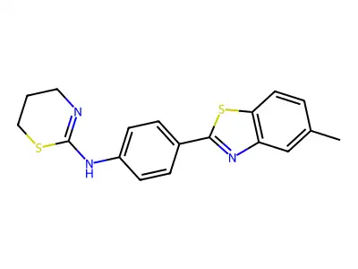 N-[4-(5-methyl-1,3-benzothiazol-2-yl)phenyl]-5,6-dihydro-4H-1,3-thiazin-2-amine structure
