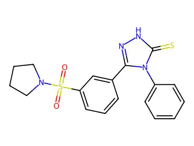 4-phenyl-5-[3-(pyrrolidine-1-sulfonyl)phenyl]-4H-1,2,4-triazole-3-thiol structure