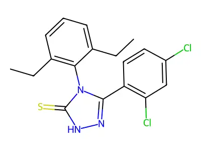 5-(2,4-dichlorophenyl)-4-(2,6-diethylphenyl)-4H-1,2,4-triazole-3-thiol structure