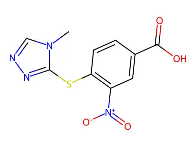 4-[(4-methyl-4H-1,2,4-triazol-3-yl)sulfanyl]-3-nitrobenzoic acid structure