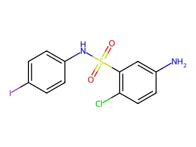 5-amino-2-chloro-N-(4-iodophenyl)benzene-1-sulfonamide structure
