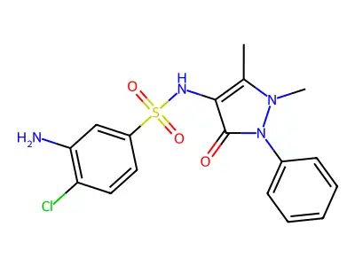 3-amino-4-chloro-N-(1,5-dimethyl-3-oxo-2-phenyl-2,3-dihydro-1H-pyrazol-4-yl)benzene-1-sulfonamide structure