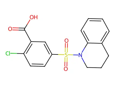 2-Chloro-5-(1,2,3,4-tetrahydroquinoline-1-sulfonyl)benzoic acid structure