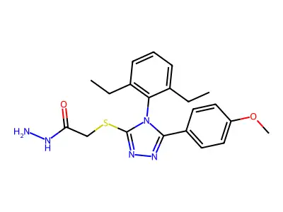 2-{[4-(2,6-diethylphenyl)-5-(4-methoxyphenyl)-4H-1,2,4-triazol-3-yl]sulfanyl}acetohydrazide structure