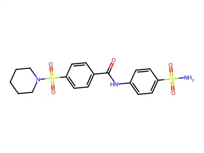 4-piperidin-1-ylsulfonyl-N-(4-sulfamoylphenyl)benzamide structure