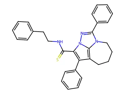2,2a,8a-Triazacyclopent[cd]azulene-3-carbothioamide, 5,6,7,8-tetrahydro-1,4-diphenyl-N-(2-phenylethyl)- structure