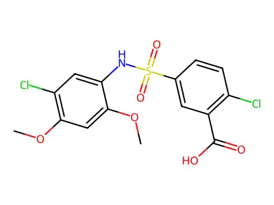 2-Chloro-5-((5-chloro-2,4-dimethoxyphenyl)sulfamoyl)benzoic acid structure