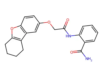 2-[[2-(6,7,8,9-Tetrahydrodibenzofuran-2-yloxy)acetyl]amino]benzamide structure