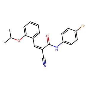 (E)-N-(4-bromophenyl)-2-cyano-3-(2-propan-2-yloxyphenyl)prop-2-enamide structure
