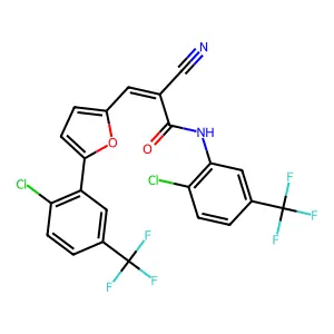 (2E)-N-[2-chloro-5-(trifluoromethyl)phenyl]-3-{5-[2-chloro-5-(trifluoromethyl) phenyl](2-furyl)}-2-cyanoprop-2-enamide structure
