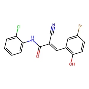 (2E)-3-(5-bromo-2-hydroxyphenyl)-N-(2-chlorophenyl)-2-cyanoprop-2-enamide structure