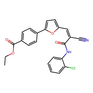 ethyl 4-[5-[(E)-3-(2-chloroanilino)-2-cyano-3-oxoprop-1-enyl]furan-2-yl]benzoate structure