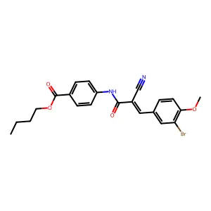 Butyl 4-[3-(3-bromo-4-methoxyphenyl)-2-cyanoprop-2-enamido]benzoate structure