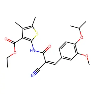 Ethyl 2-[[(Z)-2-cyano-3-(3-methoxy-4-propan-2-yloxyphenyl)prop-2-enoyl]amino]-4,5-dimethylthiophene-3-carboxylate structure