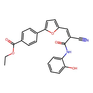 ethyl 4-[5-[(E)-2-cyano-3-(2-hydroxyanilino)-3-oxoprop-1-enyl]furan-2-yl]benzoate structure