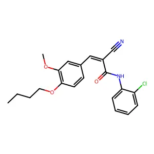 (2E)-3-(4-butoxy-3-methoxyphenyl)-N-(2-chlorophenyl)-2-cyanoprop-2-enamide structure