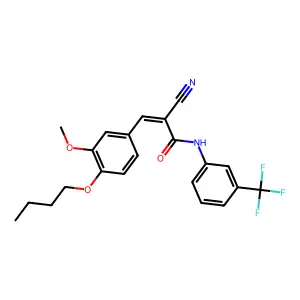 (2E)-3-(4-butoxy-3-methoxyphenyl)-2-cyano-N-[3-(trifluoromethyl)phenyl]prop-2-enamide structure