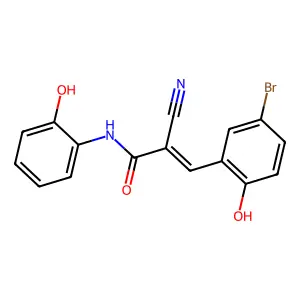 (2E)-3-(5-bromo-2-hydroxyphenyl)-2-cyano-N-(2-hydroxyphenyl)prop-2-enamide structure