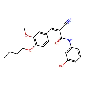 (2E)-3-(4-butoxy-3-methoxyphenyl)-2-cyano-N-(3-hydroxyphenyl)prop-2-enamide structure