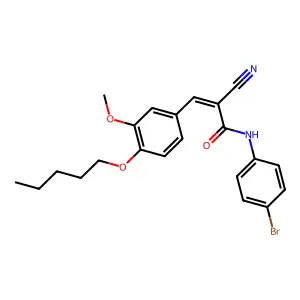 (E)-N-(4-bromophenyl)-2-cyano-3-(3-methoxy-4-pentoxyphenyl)prop-2-enamide structure