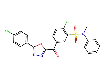 2-Chloro-5-[[5-(4-chlorophenyl)-1,3,4-oxadiazol-2-yl]carbonyl]-N-methyl-N-phenylbenzenesulfonamide structure