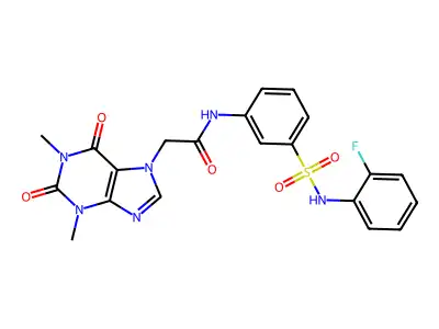 2-(1,3-dimethyl-2,6-dioxopurin-7-yl)-N-[3-[(2-fluorophenyl)sulfamoyl]phenyl]acetamide structure