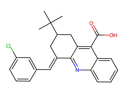 2-tert-Butyl-4-(3-chloro-benzylidene)-1,2,3,4-tetrahydro-acridine-9-carboxylic acid structure