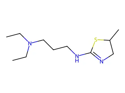 Diethyl({3-[(5-methyl-1,3-thiazolidin-2-ylidene)amino]propyl})amine structure