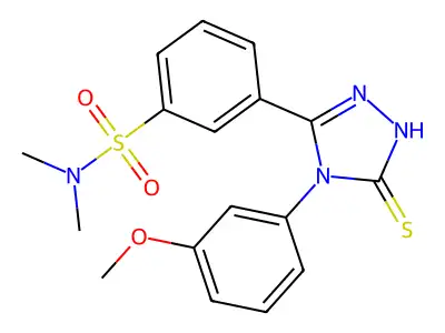 3-[4-(3-methoxyphenyl)-5-sulfanyl-4H-1,2,4-triazol-3-yl]-N,N-dimethylbenzene-1-sulfonamide structure